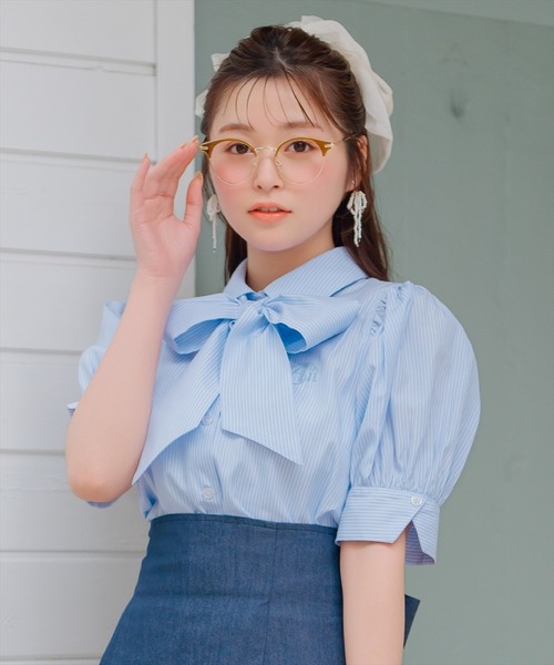 WILLSELECTION(ウィルセレクション)の「刺繍ストライプパフブラウス(シャツ/ブラウス・レディース・ブルー系その他/ホワイト系その他/オフホワイト・FREE)」の3枚目の写真