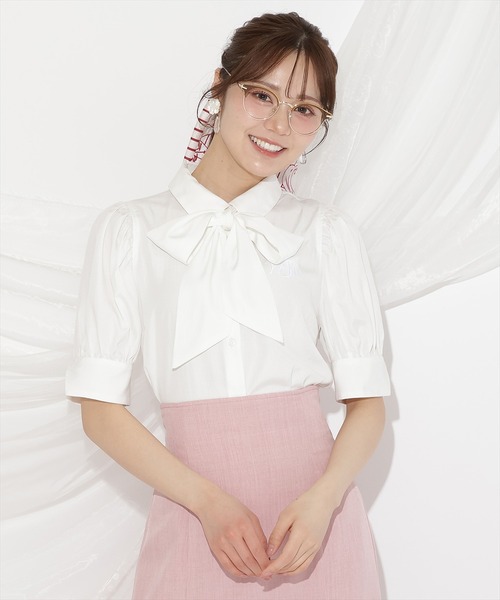 WILLSELECTION(ウィルセレクション)の「刺繍ストライプパフブラウス(シャツ/ブラウス・レディース・ブルー系その他/ホワイト系その他/オフホワイト・FREE)」の1枚目の写真