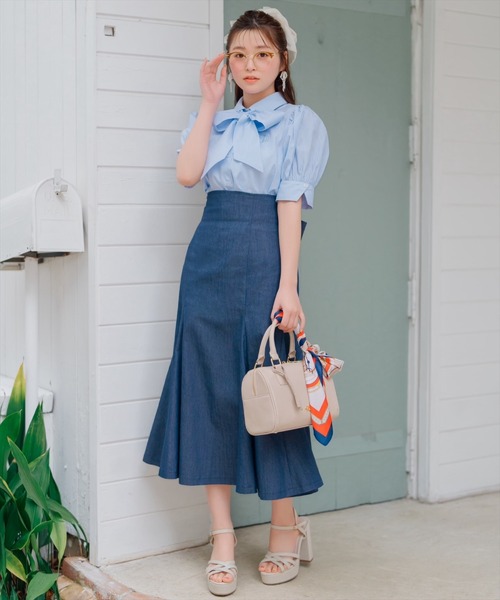 WILLSELECTION(ウィルセレクション)の「刺繍ストライプパフブラウス(シャツ/ブラウス・レディース・ブルー系その他/ホワイト系その他/オフホワイト・FREE)」の18枚目の写真
