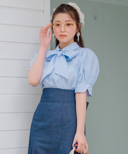 WILLSELECTION(ウィルセレクション)の「刺繍ストライプパフブラウス(シャツ/ブラウス・レディース・ブルー系その他/ホワイト系その他/オフホワイト・FREE)」の10枚目の写真