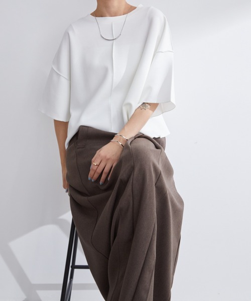 Aunt Marie's(アントマリーズ)の「配色メロークロップドTシャツ(Tシャツ/カットソー・レディース・ネイビー/ホワイト/グレー・FREE)」の9枚目の写真