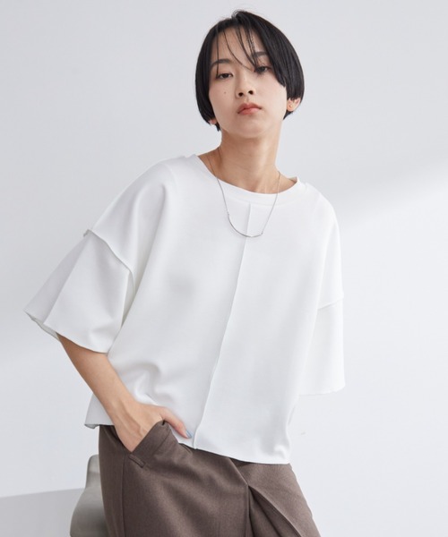 Aunt Marie's(アントマリーズ)の「配色メロークロップドTシャツ(Tシャツ/カットソー・レディース・ネイビー/ホワイト/グレー・FREE)」の11枚目の写真