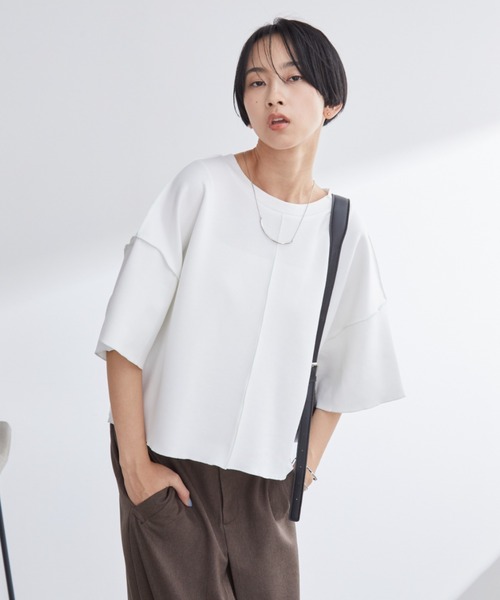 Aunt Marie's(アントマリーズ)の「配色メロークロップドTシャツ(Tシャツ/カットソー・レディース・ネイビー/ホワイト/グレー・FREE)」の13枚目の写真