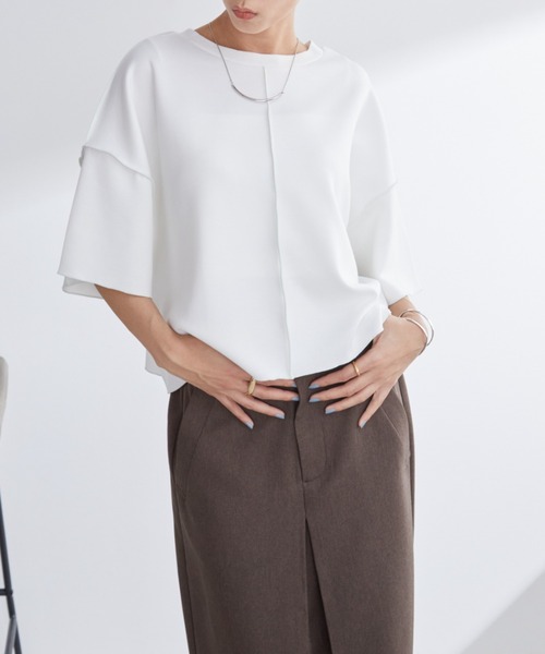 Aunt Marie's(アントマリーズ)の「配色メロークロップドTシャツ(Tシャツ/カットソー・レディース・ネイビー/ホワイト/グレー・FREE)」の15枚目の写真