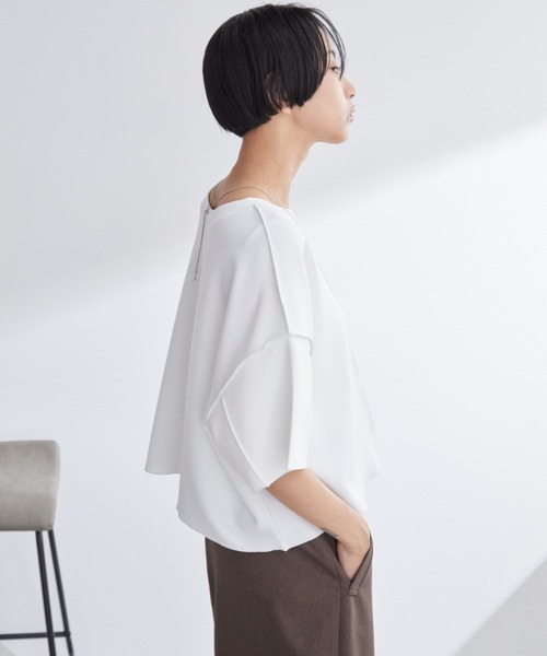 Aunt Marie's(アントマリーズ)の「配色メロークロップドTシャツ(Tシャツ/カットソー・レディース・ネイビー/ホワイト/グレー・FREE)」の16枚目の写真