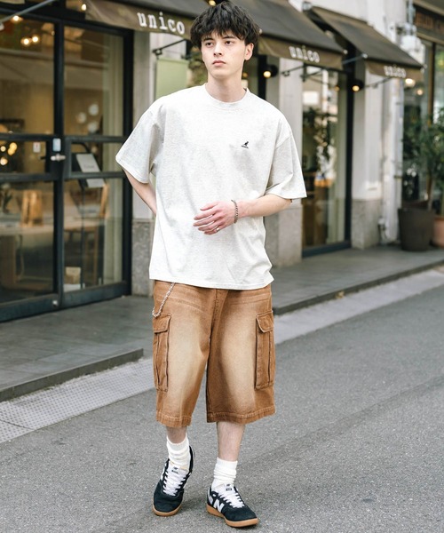 Rocky Monroe(ロッキーモンロー)の「ケミカルウォッシュ/オーバーダイ デニムカーゴワイドハーフパンツ/ショートパンツ(デニムパンツ・メンズ・ブラック/インディゴブルー/ブラウン/ライトブラック/パープル/ケミカルウォッシュ・M/L/XL)」の19枚目の写真