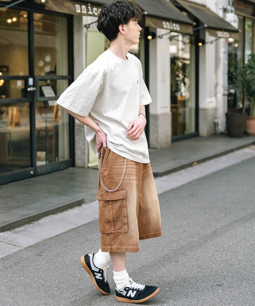 Rocky Monroe(ロッキーモンロー)の「ケミカルウォッシュ/オーバーダイ デニムカーゴワイドハーフパンツ/ショートパンツ(デニムパンツ・メンズ・ブラック/インディゴブルー/ブラウン/ライトブラック/パープル/ケミカルウォッシュ・M/L/XL)」の20枚目の写真