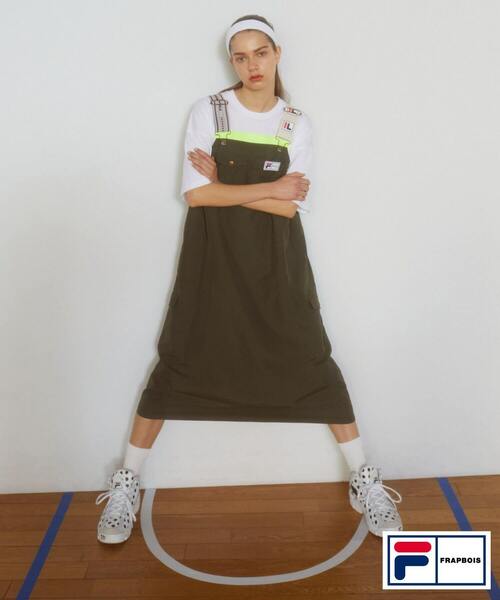 FRAPBOIS（フラボア）の「FILA×FRAPBOISジャンパースカート（ジャンパースカート・レディース・カーキ/ブラック・0/1）」の2枚目の写真