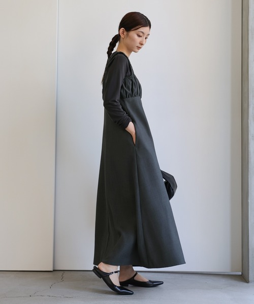 select MOCA（セレクトモカ）の「ギャザーベアキャミワンピース（ワンピース・レディース・ブラウン/チャコールグレー/グレイッシュベージュ・FREE）」の20枚目の写真