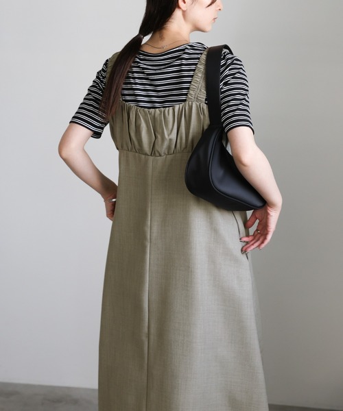 select MOCA（セレクトモカ）の「ギャザーベアキャミワンピース（ワンピース・レディース・ブラウン/チャコールグレー/グレイッシュベージュ・FREE）」の6枚目の写真