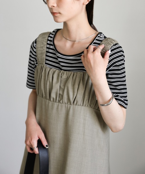 select MOCA（セレクトモカ）の「ギャザーベアキャミワンピース（ワンピース・レディース・ブラウン/チャコールグレー/グレイッシュベージュ・FREE）」の21枚目の写真