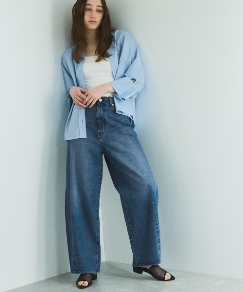 VICKY（ビッキー）の「ノーカラーダブルカフスブラウス≪洗濯機で洗える≫（シャツ/ブラウス・レディース・ネイビー/オフホワイト/ブルー・M）」の22枚目の写真