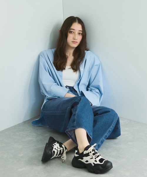 VICKY（ビッキー）の「ノーカラーダブルカフスブラウス≪洗濯機で洗える≫（シャツ/ブラウス・レディース・ネイビー/オフホワイト/ブルー・M）」の17枚目の写真