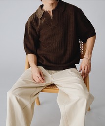 Adoon plain（アドーンプレーン）の「【新色追加】SKIPPER SHORT SLEEVE SUMMER KNIT POLO / スキッパーショートスリーブサマーニットポロ（ポロシャツ）」