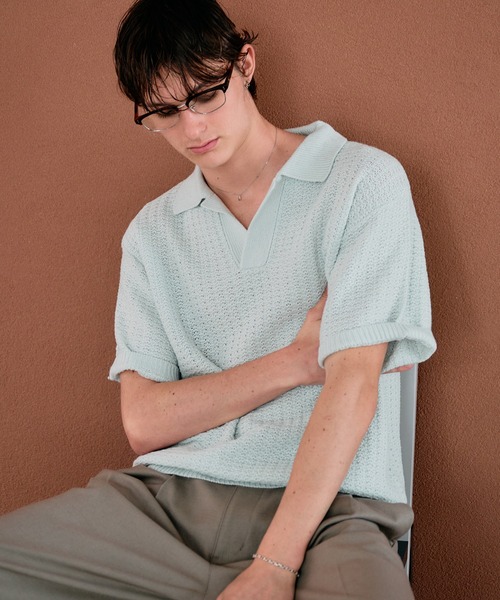 新色追加】SKIPPER SHORT SLEEVE SUMMER KNIT POLO / スキッパー
