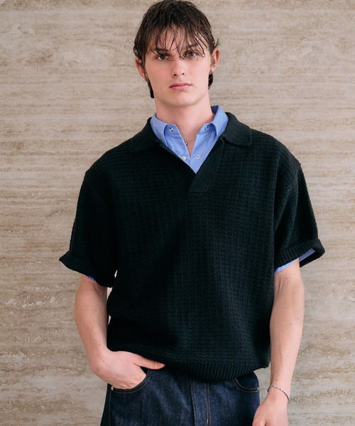 新色追加】SKIPPER SHORT SLEEVE SUMMER KNIT POLO / スキッパー