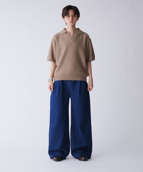 Adoon plain(アドーンプレーン)の「【新色追加】SKIPPER SHORT SLEEVE KNIT POLO / スキッパーショートスリーブニットポロ(ポロシャツ・メンズ・ダークグレー/ベージュ/ブルー/ライトグレー・MEDIUM/LARGE)」の21枚目の写真