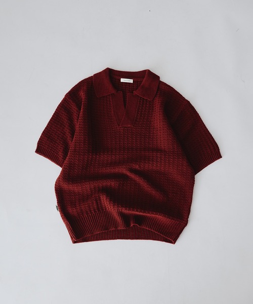 Adoon plain(アドーンプレーン)の「【新色追加】SKIPPER SHORT SLEEVE SUMMER KNIT POLO / スキッパーショートスリーブサマーニットポロ(Tシャツ/カットソー・メンズ・ダークグレー/ベージュ/ブルー/ライトグレー/ライトベージュ/ボルドー/ブラウン/ブラック/ライトブルー・MEDIUM/LARGE)」の13枚目の写真