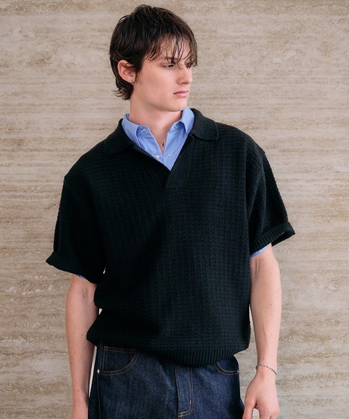新色追加】SKIPPER SHORT SLEEVE SUMMER KNIT POLO / スキッパー