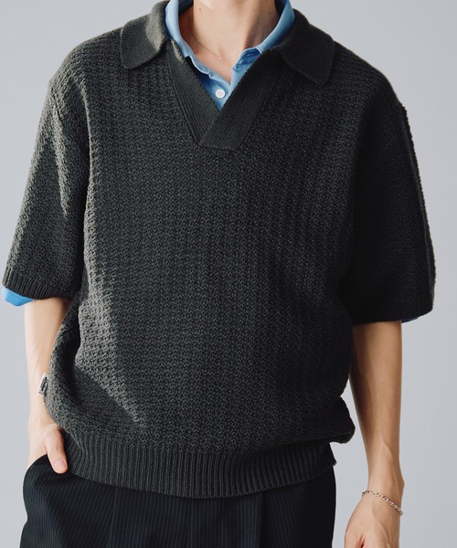 新色追加】SKIPPER SHORT SLEEVE SUMMER KNIT POLO / スキッパー