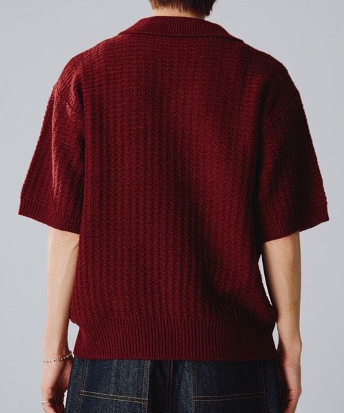 Adoon plain(アドーンプレーン)の「【新色追加】SKIPPER SHORT SLEEVE SUMMER KNIT POLO / スキッパーショートスリーブサマーニットポロ(Tシャツ/カットソー・メンズ・ダークグレー/ベージュ/ブルー/ライトグレー/ライトベージュ/ボルドー/ブラウン/ブラック/ライトブルー・MEDIUM/LARGE)」の22枚目の写真