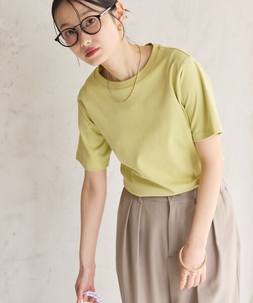 AMERICAN HOLIC(アメリカンホリック)の「きれいめコットンベーシックTシャツ(5分袖)(Tシャツ/カットソー・レディース・ブラック/その他6/ピンク/ホワイト系その他/オフホワイト/チャコールグレー・L/M)」の13枚目の写真