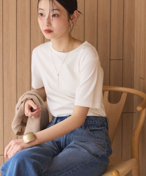 AMERICAN HOLIC(アメリカンホリック)の「きれいめコットンベーシックTシャツ(5分袖)(Tシャツ/カットソー・レディース・ブラック/その他6/ピンク/ホワイト系その他/オフホワイト/チャコールグレー・L/M)」の22枚目の写真