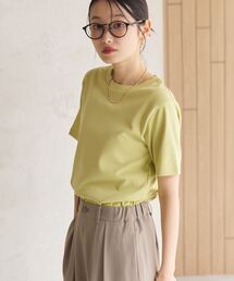 きれいめコットンベーシックTシャツ(5分袖)
