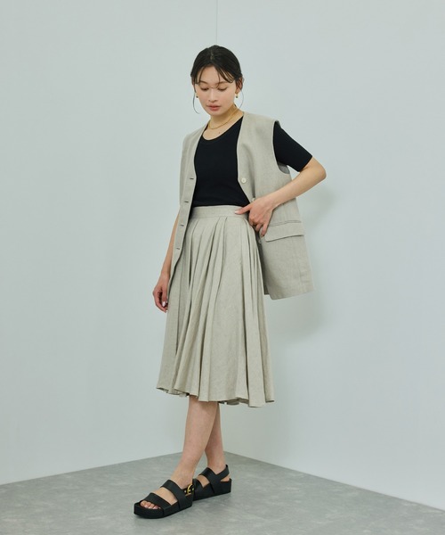 ROPE'（ロペ）の「【洗える】【WEB・一部店舗限定】前後2WAYボートネックリブ5分袖ニット（ニット/セーター・レディース・オフホワイト/ピンク/ブラック/ブルー・FREE）」の15枚目の写真