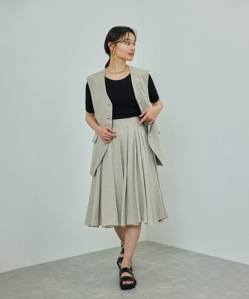 ROPE'（ロペ）の「【洗える】【WEB・一部店舗限定】前後2WAYボートネックリブ5分袖ニット（ニット/セーター・レディース・オフホワイト/ピンク/ブラック/ブルー・FREE）」の16枚目の写真