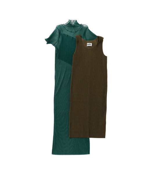 kotohayokozawa（コトハヨコザワ）の「kotohayokozawa SHEER LAYERED SHORT SLEEVE DRESS TDX5-S03（ドレス・レディース・ブラウン/ライトブルー/グリーン・MEDIUM/SMALL）」の3枚目の写真