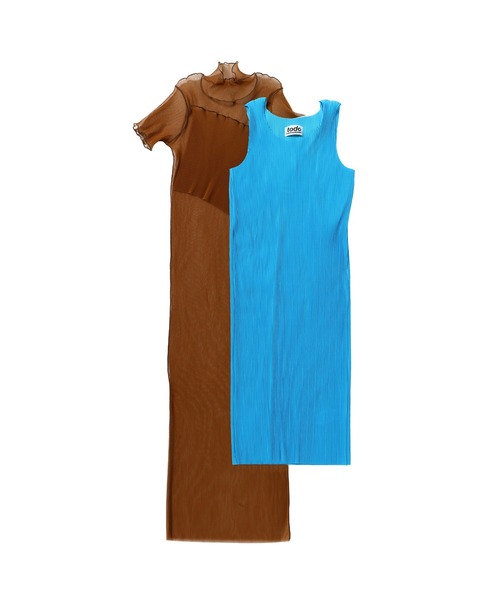 kotohayokozawa（コトハヨコザワ）の「kotohayokozawa SHEER LAYERED SHORT SLEEVE DRESS TDX5-S03（ドレス・レディース・ブラウン/ライトブルー/グリーン・MEDIUM/SMALL）」の7枚目の写真