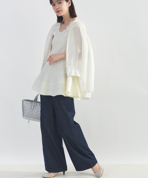 PICCIN(ピッチン)の「【WEB限定】フラワーショルダーニットチュニック(キャミソール・レディース・ブラック/オフホワイト・L/M)」の11枚目の写真