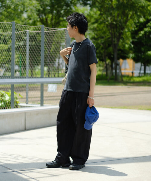 WHIMSIC（ウィムジック）の「【UNISEX/SET対応】シアサッカーストライプルーズフィットイージーパンツ（その他パンツ・レディース・ブラック/ベージュ・FREE）」の8枚目の写真