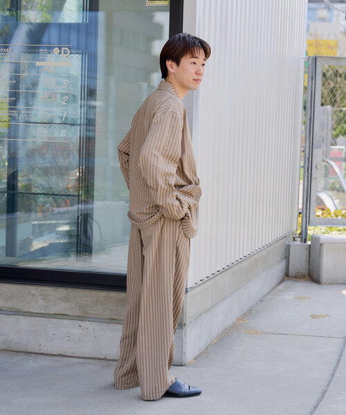 WHIMSIC（ウィムジック）の「【UNISEX/SET対応】シアサッカーストライプルーズフィットイージーパンツ（その他パンツ・レディース・ブラック/ベージュ・FREE）」の22枚目の写真