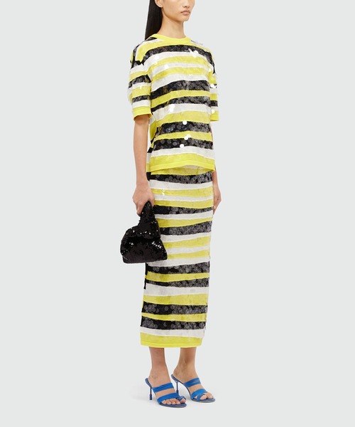 MSGM(エムエスジーエム)の「スパンコール グラフィックWAVE コットンニット(ニット/セーター・レディース・イエロー系・S)」の4枚目の写真