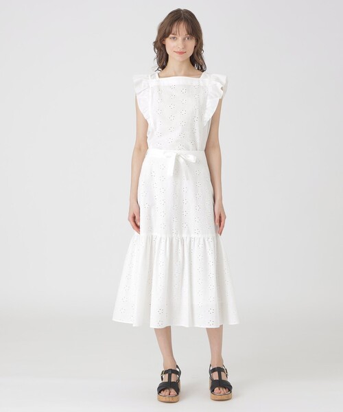 BLUE LABEL CRESTBRIDGE（ブルーレーベルクレストブリッジ）の「シャンブレーレーススカート（スカート・レディース・ホワイト/ブルー・38/36）」の3枚目の写真