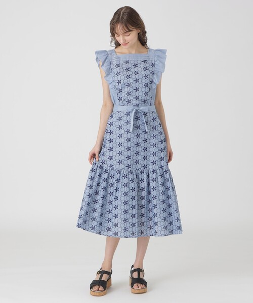 BLUE LABEL CRESTBRIDGE（ブルーレーベルクレストブリッジ）の「シャンブレーレーススカート（スカート・レディース・ホワイト/ブルー・38/36）」の9枚目の写真