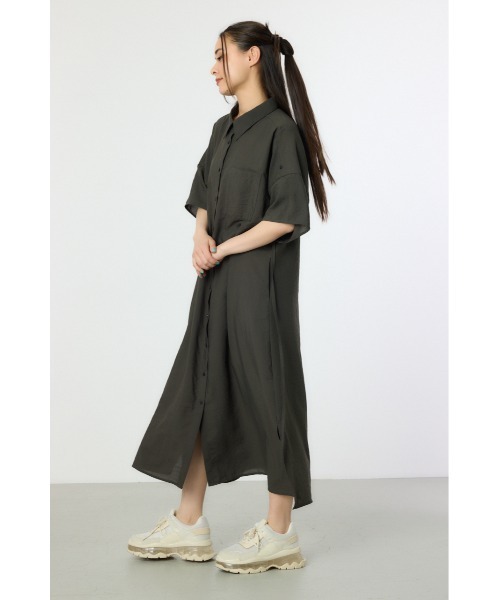 RODEO CROWNS WIDE BOWL（ロデオクラウンズワイドボウル）の「エアリータッチシャツワンピース（シャツワンピース・レディース・チャコールグレー/オフホワイト/オレンジ・FREE）」の6枚目の写真