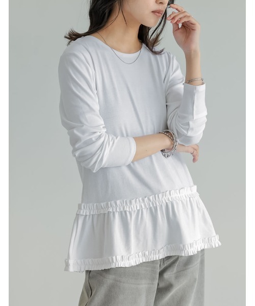 Re:EDIT(リエディ)の「ロングスリーブフリルカットソー(Tシャツ/カットソー・レディース・ホワイト/グレー/ブラック・MEDIUM/LARGE)」の18枚目の写真