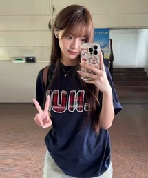 DEVICE（デバイス）の「チェック ロゴ プリント 古着風 Tシャツ 韓国ファッション 韓国ストリート ストリートファッション Y2K（Tシャツ/カットソー）」