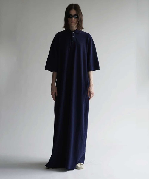 INSCRIRE（アンスクリア）の「【INSCRIRE/アンスクリア】Big Polo One Piece/ビッグポロシャツワンピース（ワンピース・レディース・ネイビー・SMALL/MEDIUM）」の3枚目の写真