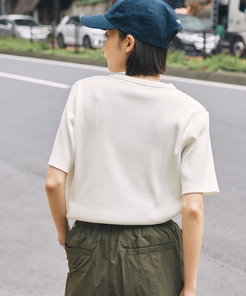 MONO-MART(モノマート)の「U.S. POLO ASSN. /ユーエスポロアッスン 別注 ワンポイント刺繍 リブクルーネック半袖Tシャツ(Tシャツ/カットソー・レディース・ブラウン/ブラック×ホワイト/ブラック/ライトピンク/オフホワイト/グレー系・M/L)」の18枚目の写真