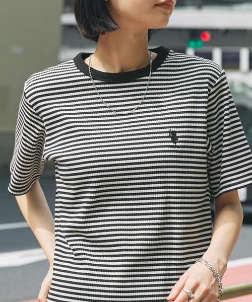 MONO-MART(モノマート)の「U.S. POLO ASSN. /ユーエスポロアッスン 別注 ワンポイント刺繍 リブクルーネック半袖Tシャツ(Tシャツ/カットソー・レディース・ブラウン/ブラック×ホワイト/ブラック/ライトピンク/オフホワイト/グレー系・M/L)」の10枚目の写真