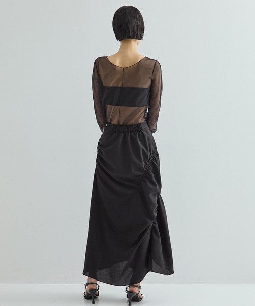 STUDIOUS(ステュディオス)の「【STUDIOUS/ステュディオス】GATHER SHIRRING SKIRT/ギャザーシャーリングスカート(スカート・レディース・ブラック/ベージュ・1/2)」の8枚目の写真