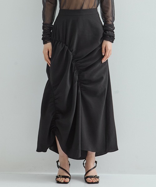 STUDIOUS(ステュディオス)の「【STUDIOUS/ステュディオス】GATHER SHIRRING SKIRT/ギャザーシャーリングスカート(スカート・レディース・ブラック/ベージュ・1/2)」の5枚目の写真