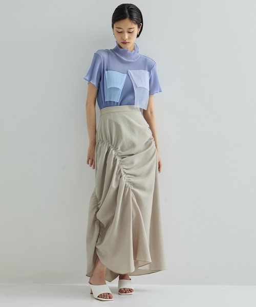 STUDIOUS(ステュディオス)の「【STUDIOUS/ステュディオス】GATHER SHIRRING SKIRT/ギャザーシャーリングスカート(スカート・レディース・ブラック/ベージュ・1/2)」の22枚目の写真