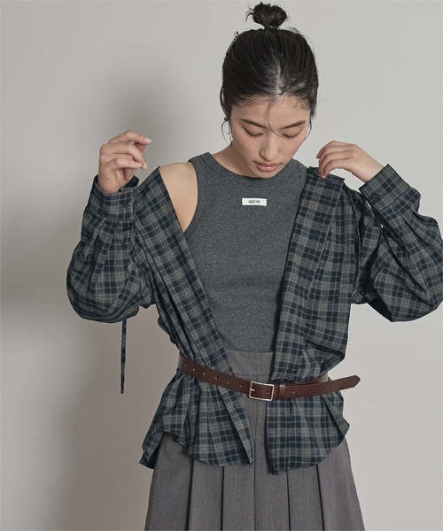 miette(ミエット)の「フード付きオーバーサイズチェックシャツ(シャツ/ブラウス・レディース・ブラック/ネイビー/ブラウン・FREE)」の19枚目の写真