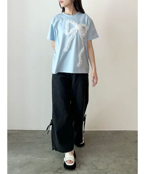 CALNAMUR（カルナムール）の「3D RIBBON BIG TEE/3DリボンビッグTシャツ（Tシャツ/カットソー・レディース・ライトブルー/チャコールグレー/ホワイト・FREE）」の8枚目の写真
