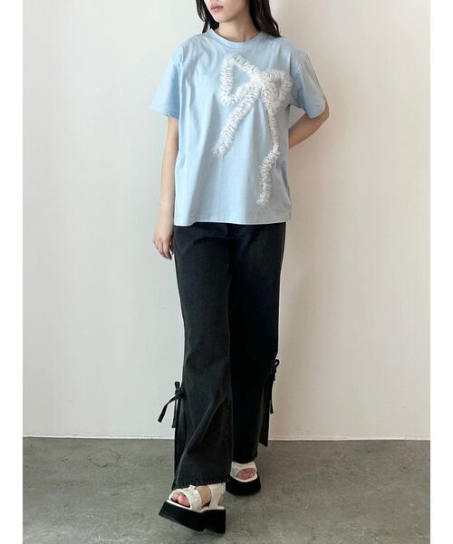 CALNAMUR（カルナムール）の「3D RIBBON BIG TEE/3DリボンビッグTシャツ（Tシャツ/カットソー・レディース・ライトブルー/チャコールグレー/ホワイト・FREE）」の9枚目の写真